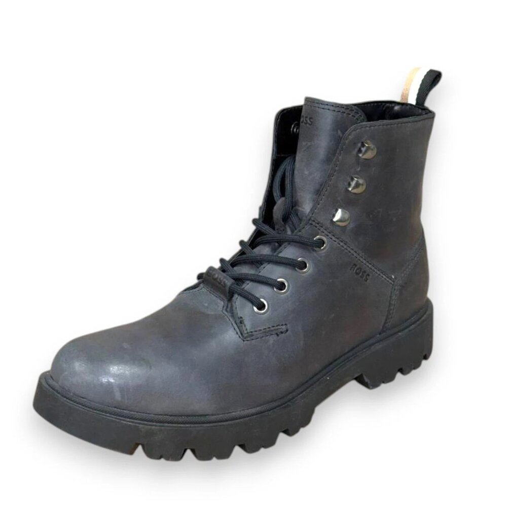 BOSS Adley Men's Gray Leather Ankle Boots US 9 (UK 8 EU 42) MSRP $250